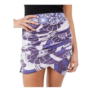 Free People She’s Something Else Purple Floral Mini‎ Skirt Faux Wrap Medium